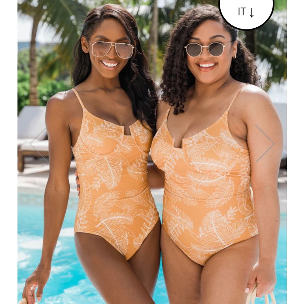 ORANGE UNDERWIRE FLORAL ONE PIECE SWIMSUIT